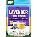 Gya Tea Co Lavender Herbal Tea Bags (100 Bags) - Caffeine Free Calming Pure Lavender Flowers For Relaxation & Wellness - Compostable, Resealable