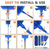 Professional Microfiber Feather Dusters for Cleaning, 6PCS Extendable Bendable Dusters with 100" Telescopic Pole, Washable & Reusable Cleaning Kit