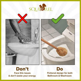 Squirrel Eco-Friendly Toilet Brush with Natural Coconut Fiber Handle and Wooden Handle, Pack of 2, Sustainable Bowl Cleaner with Hanging Hook