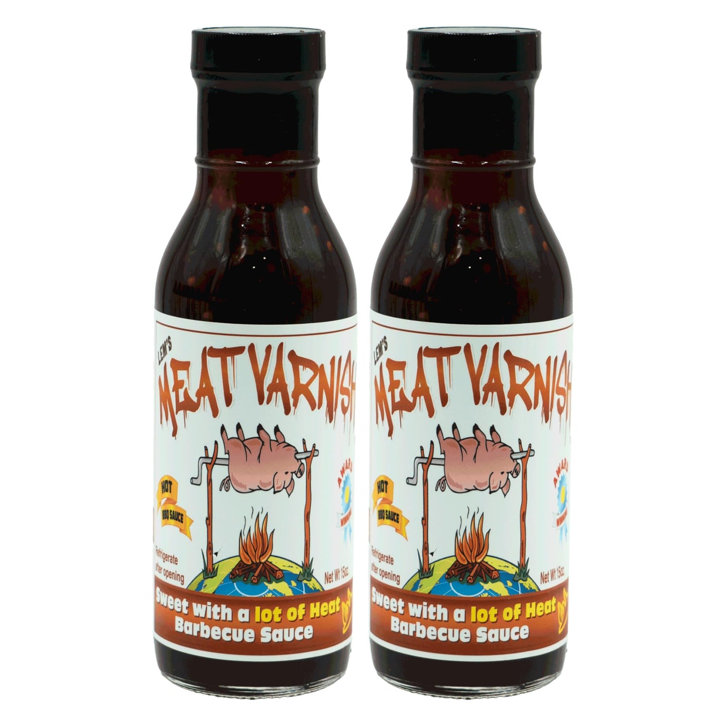 Lem’s Meat Varnish BBQ Sauce 12 oz Bottle Sweet Hot Barbecue Sauce 2-pack