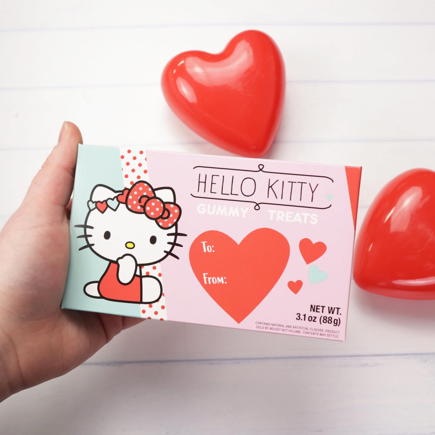 Valentine's Day Hello Kitty Gummies, Assorted Fruit Flavored, Theatre Box with To/From Section, Seasonal Candy Gift, 3.1 Ounce (Pack of 3)