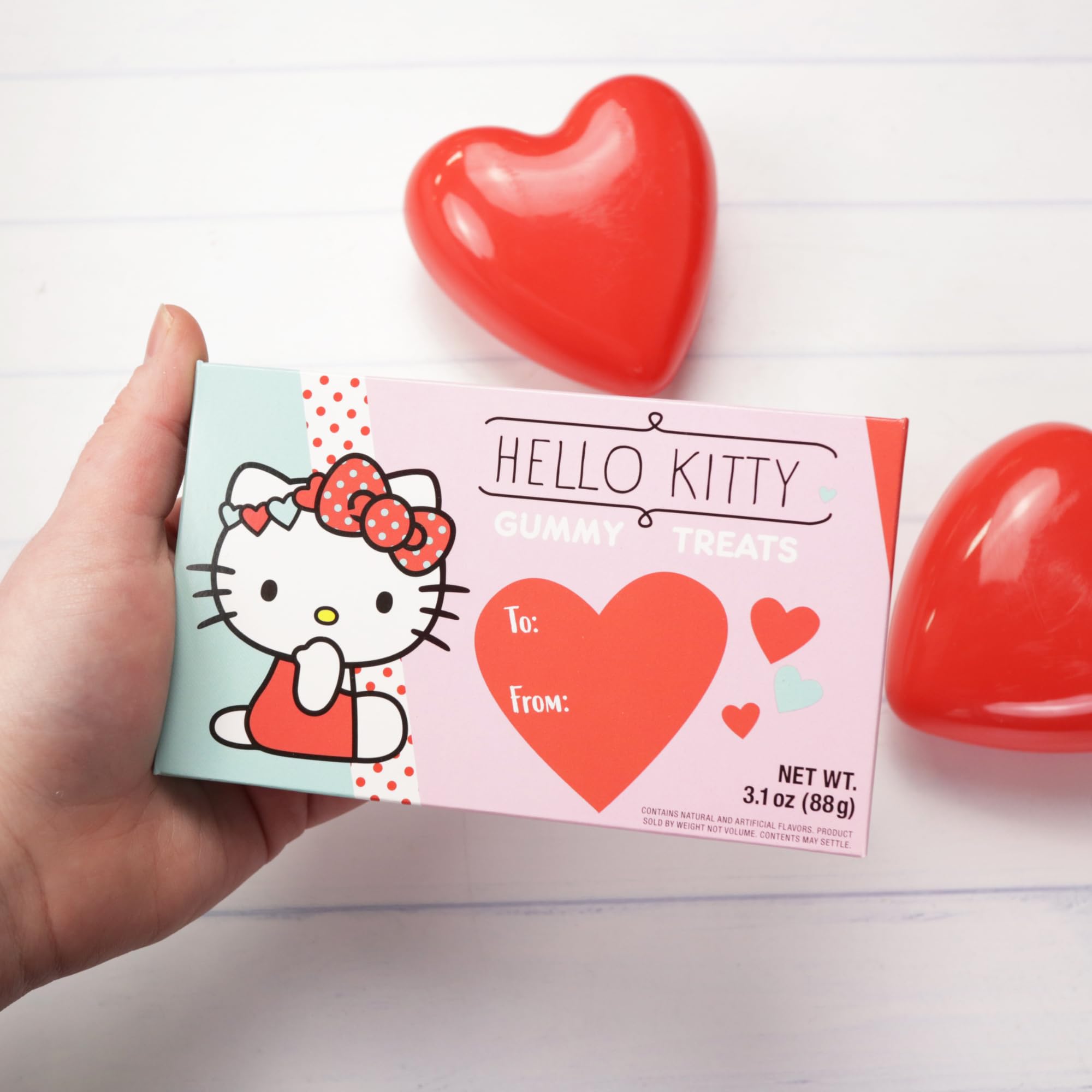 Valentine's Day Hello Kitty Gummies, Assorted Fruit Flavored, Theatre Box with To/From Section, Seasonal Candy Gift, 3.1 Ounce (Pack of 3)