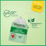 Wissotzky Nana Mint Ginger & Citrus Herbal Tea, 20 Tea Bags | Zesty Blend | Caffeine Free Tea | Digestive Support