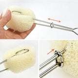 Bottle Sponge Brush Scrubber Stainless Steel Sponge Head Replaceable (Brush&Refill)