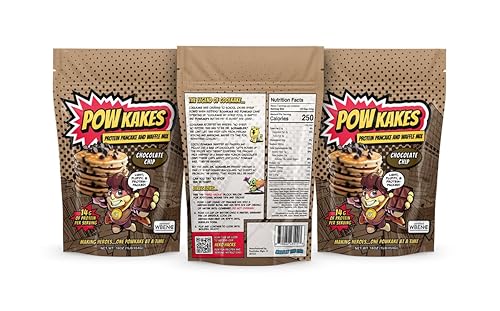 POWKAKES Protein Pancake Mix and Waffle Mix, Chocolate Chip (6, Chocolate Chip)