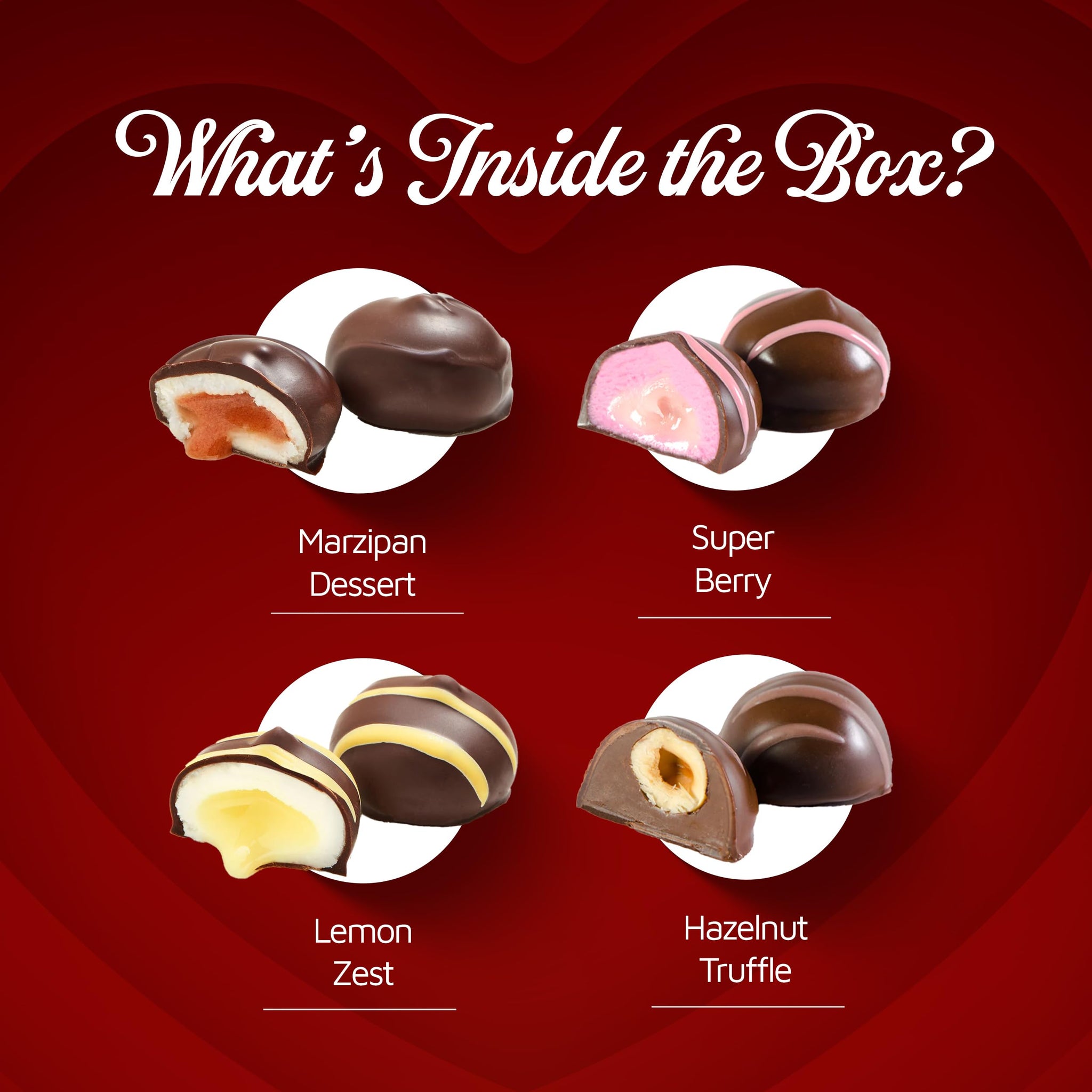 Fames Assorted Chocolate Gift Box - Handcrafted Kosher Dairy-Free Chocolates - Valentine’s Day Gift with Marzipan, Super Berry, Lemon Zest & Coffee