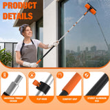 LAANPOLE 26FT Window Squeegee with Extension Pole, 2-in-1 Squeegee for Window Cleaning, Professional Cleaning Kit for Home with 20FT Telescoping Pole
