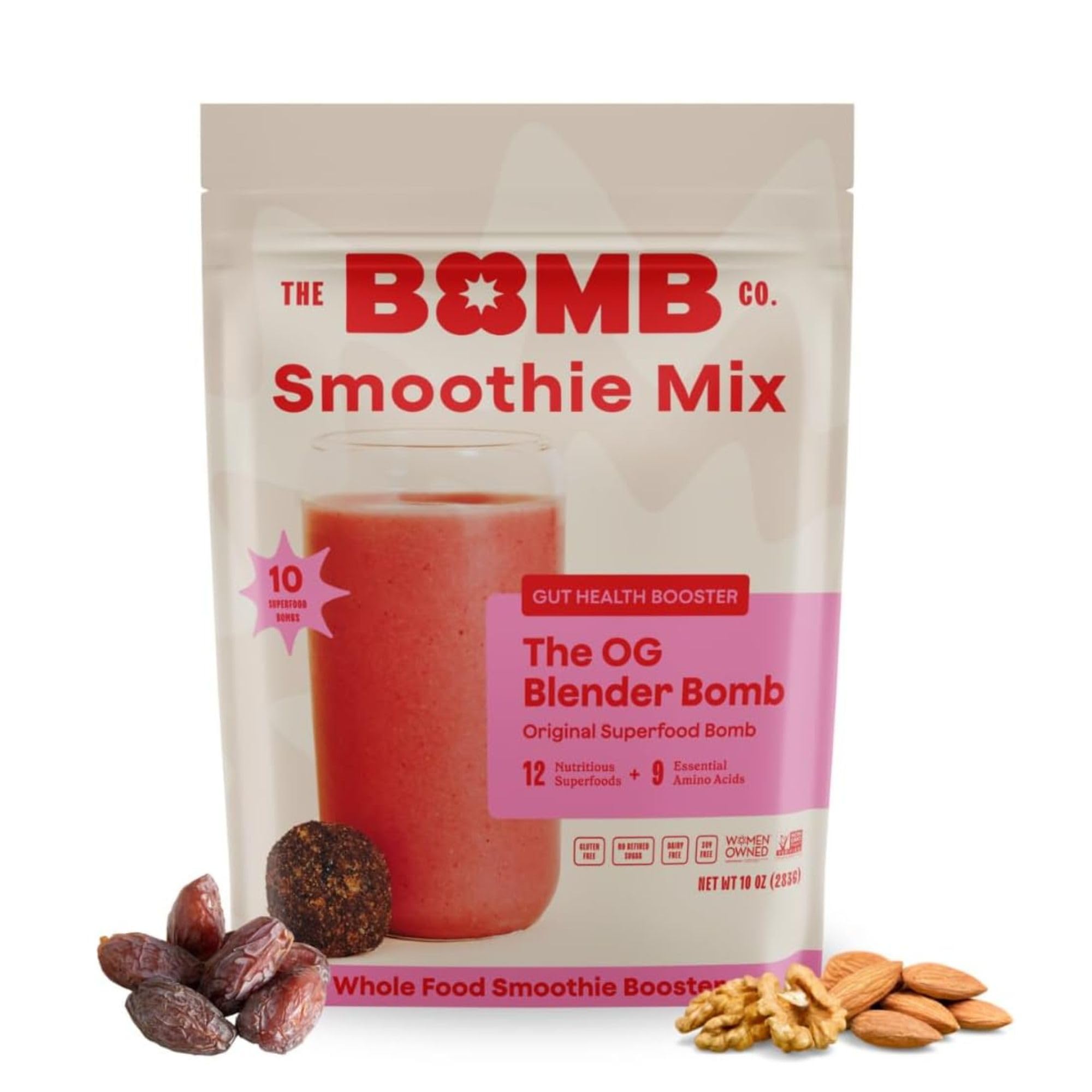 The Bomb Co. Blender Bomb, The OG, Superfood Smoothie Mix with Chia Seeds, Hemp Seeds, Flax Seeds, Sea Salt, & Amino Acids for Gut Health, Gluten