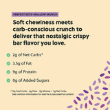 Perfect Keto Mallow Munch, Gluten Free, Cereal Bars, Breakfast Bar, Rice-Free, Low Sugar, Low Carb, Crispy, High Protein Snack, Healthy Snacks, 9g