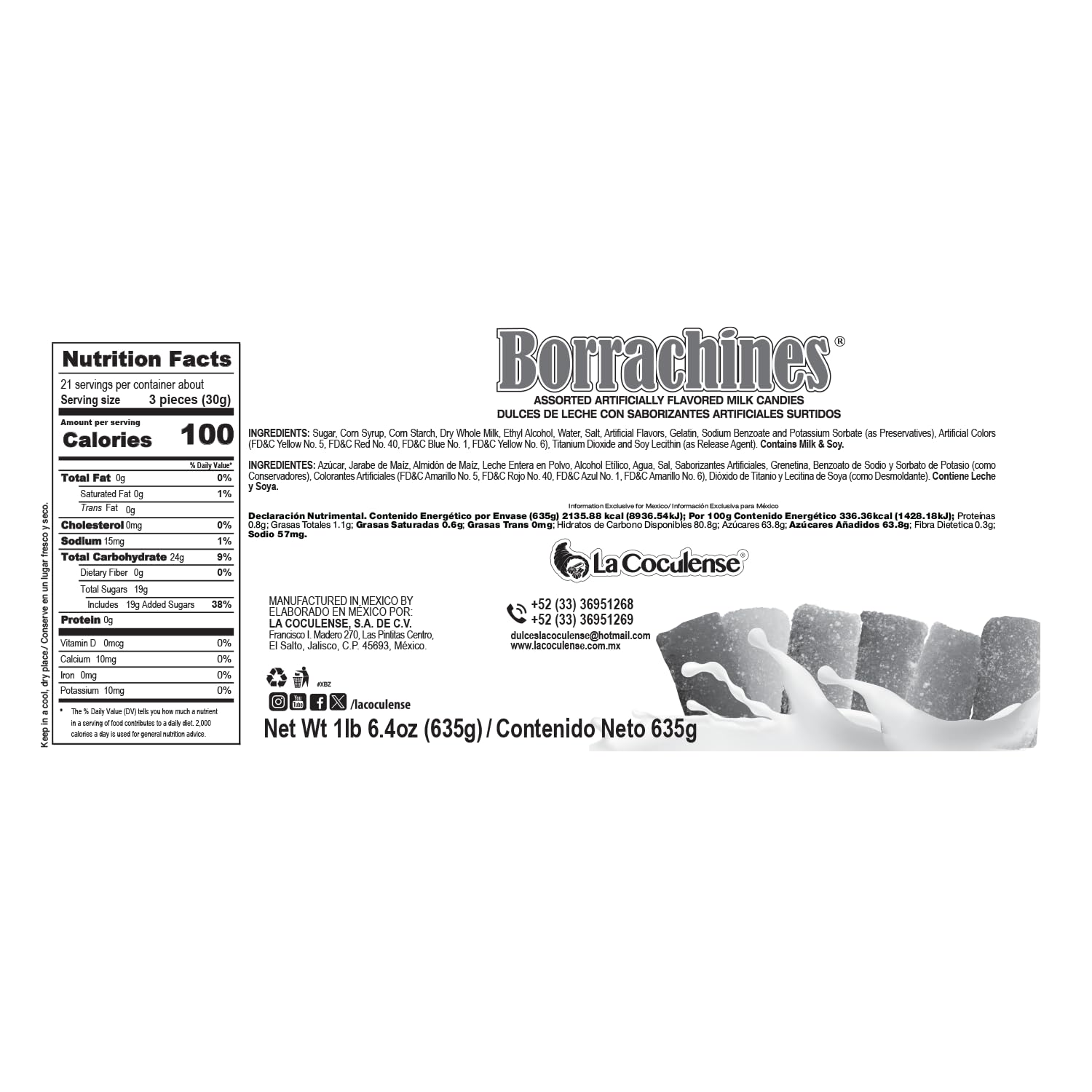 La Coculense - Borrachines - Assorted Milk Candies - 3 Boxes of 60 Pieces Each