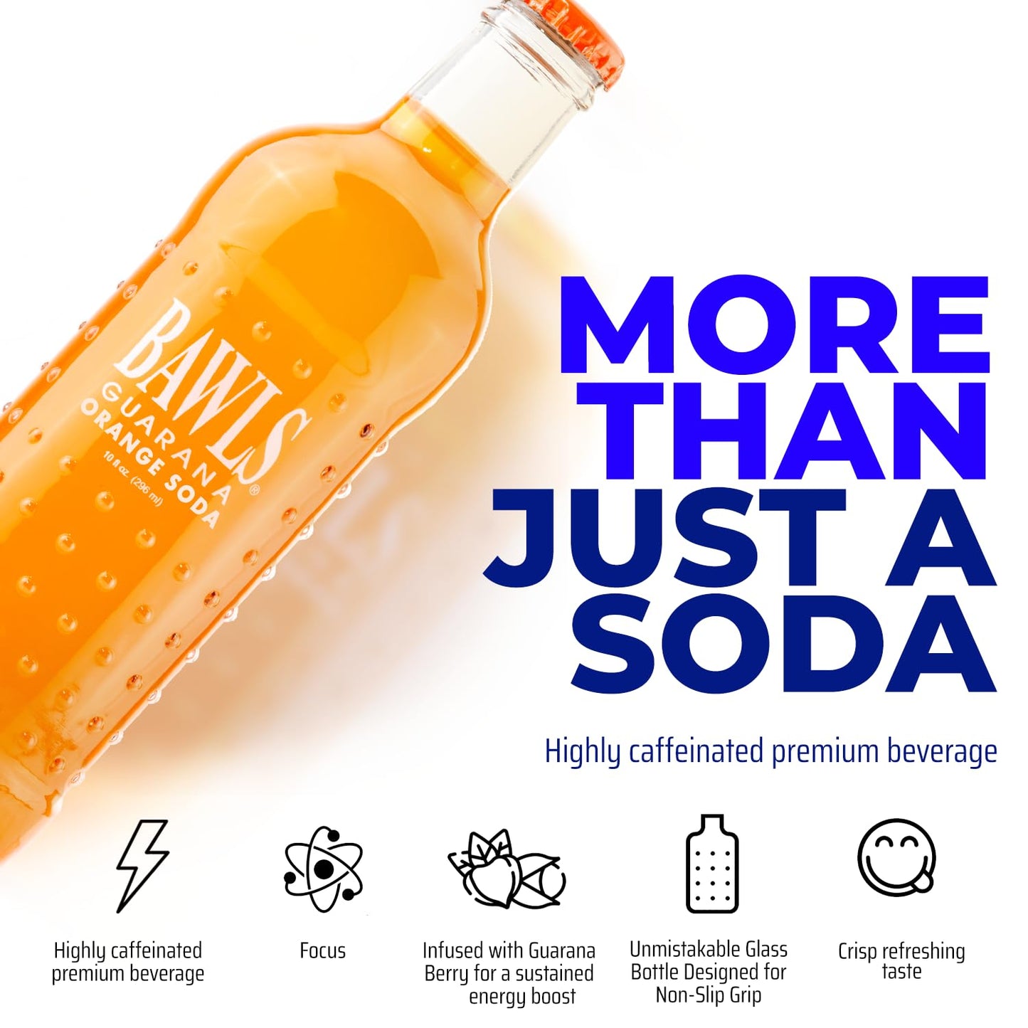 BAWLS Guarana Mandarin Orange, BAWLS Guarana Drink, Guarana Soda, Guarana Fueled Soda for Energy, High Energy Caffeinated Drink, 10oz 12 Pack Glass