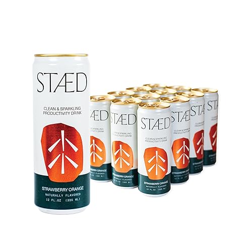 STAED Organic Energy Drinks, Clean Natural Productivity Drink with Cognizin® Citicoline & L-Theanine, Sparkling Functional Beverage, Clean Caffeine
