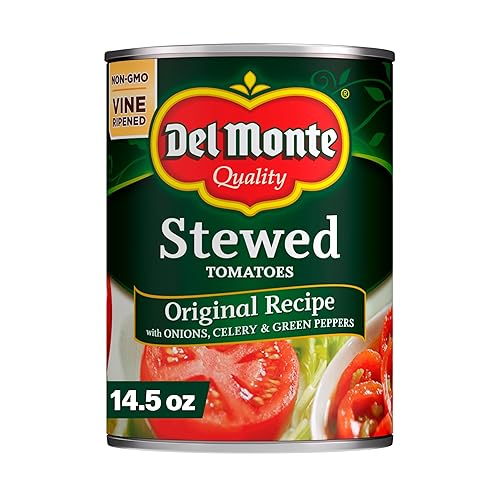 Del Monte Original Recipe Stewed Tomatoes with Onions, Celery & Green Peppers, Canned Tomatoes, 14.5 oz Can