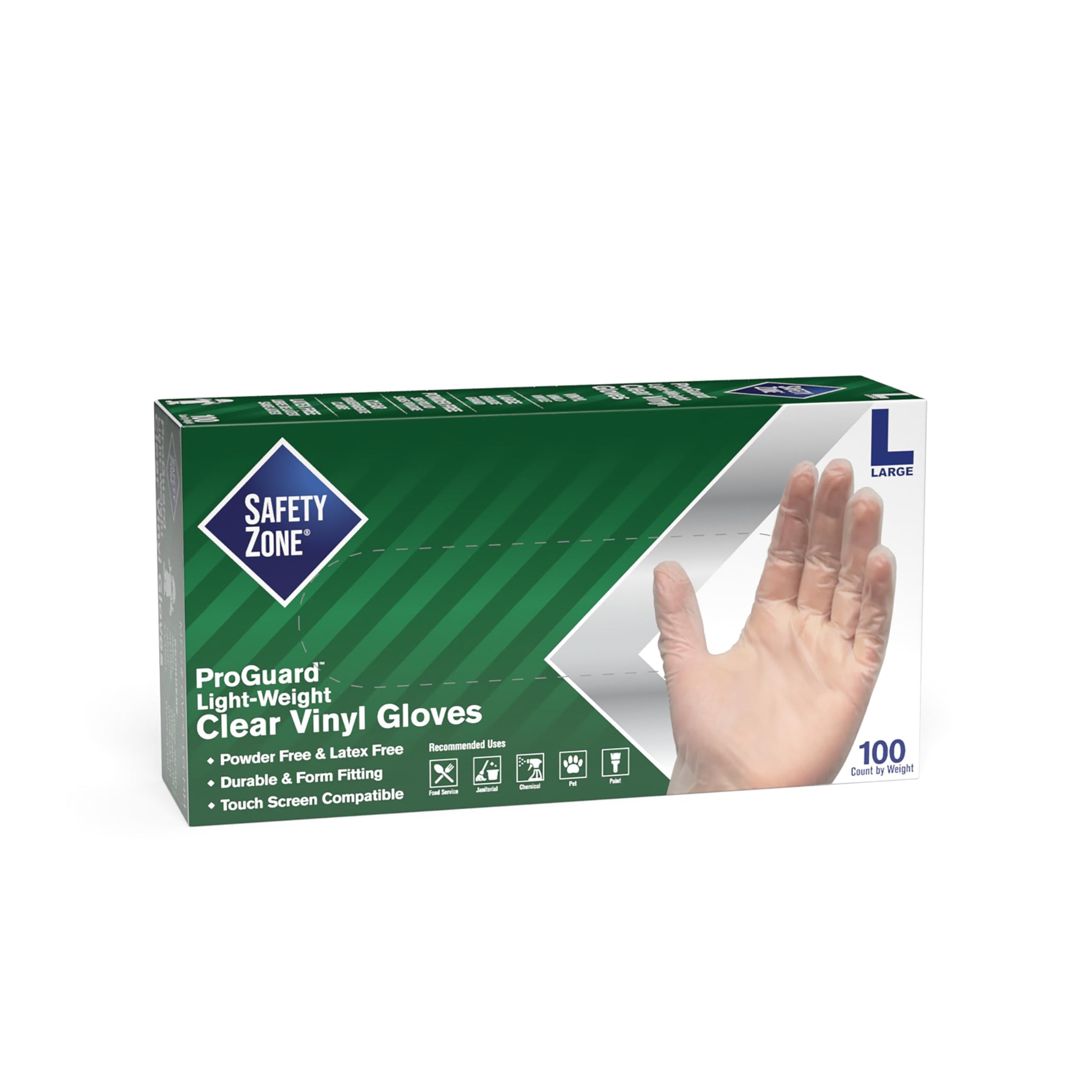 The Safety Zone GVP9-LG-HH Powder Free Clear Vinyl Gloves, Large, Case of 1,000