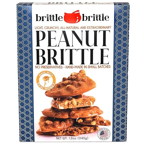 brittle-brittle Peanut Brittle Candy, Handmade Old Fashioned Peanut Brittle Made with Honey (0.75 Pound)
