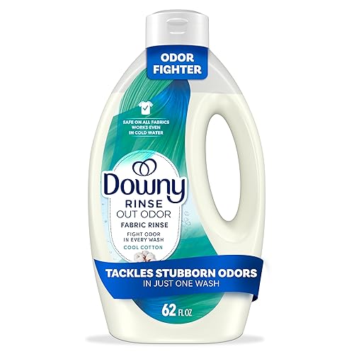 Downy Rinse Laundry Odor Remover, Cool Cotton Scent, 62 fl oz, Fabric Softener and Laundry Odor Removal Rinse, Fights Odors at the source, HE