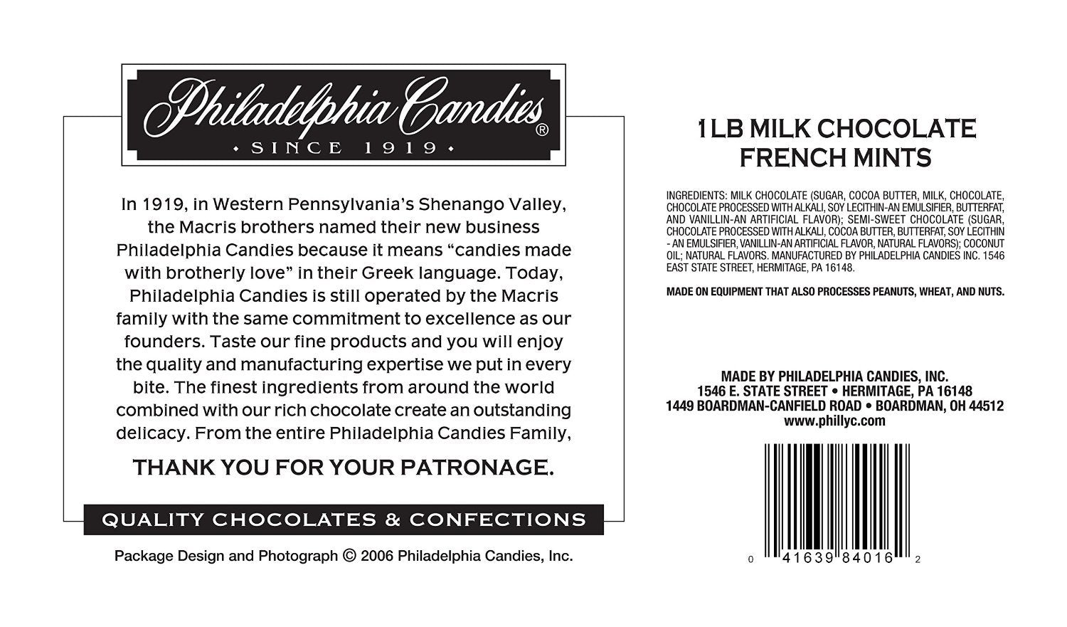 Philadelphia Candies French Mint Meltaway Truffles, Milk Chocolate 1 Pound Gift Box