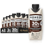 Pioneer Pastures - High Protein A2 Milkshakes - Chocolate - A2 Nutritional Milk, 30g Protein, 2g Sugar, No Artificial Sweeteners, No Seed Oils