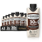 Pioneer Pastures - High Protein A2 Milkshakes - Chocolate - A2 Nutritional Milk, 30g Protein, 2g Sugar, No Artificial Sweeteners, No Seed Oils
