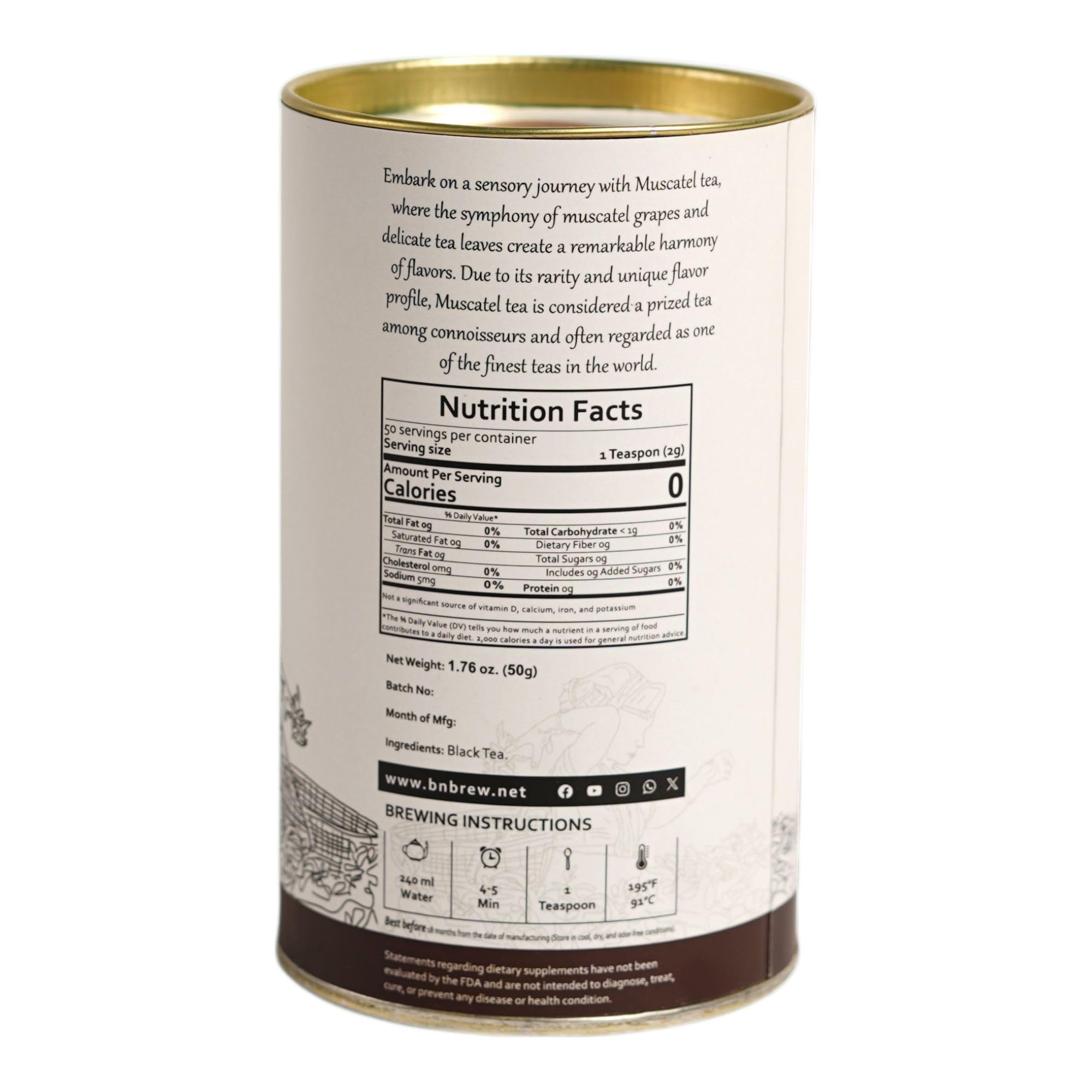 Blossom & Brew Mystic Muscatel Darjeeling Loose Leaf 2nd Flush Black Tea (1.76oz) with Signature Muscatel Notes - Aromatic Indian Chai from Teesta