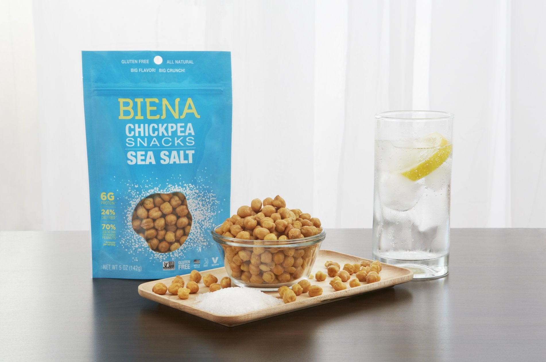 BIENA Chickpea Snacks, Sea Salt | Gluten Free | Vegan | Dairy Free | Plant Based Protein (Single 5 oz. Bag)