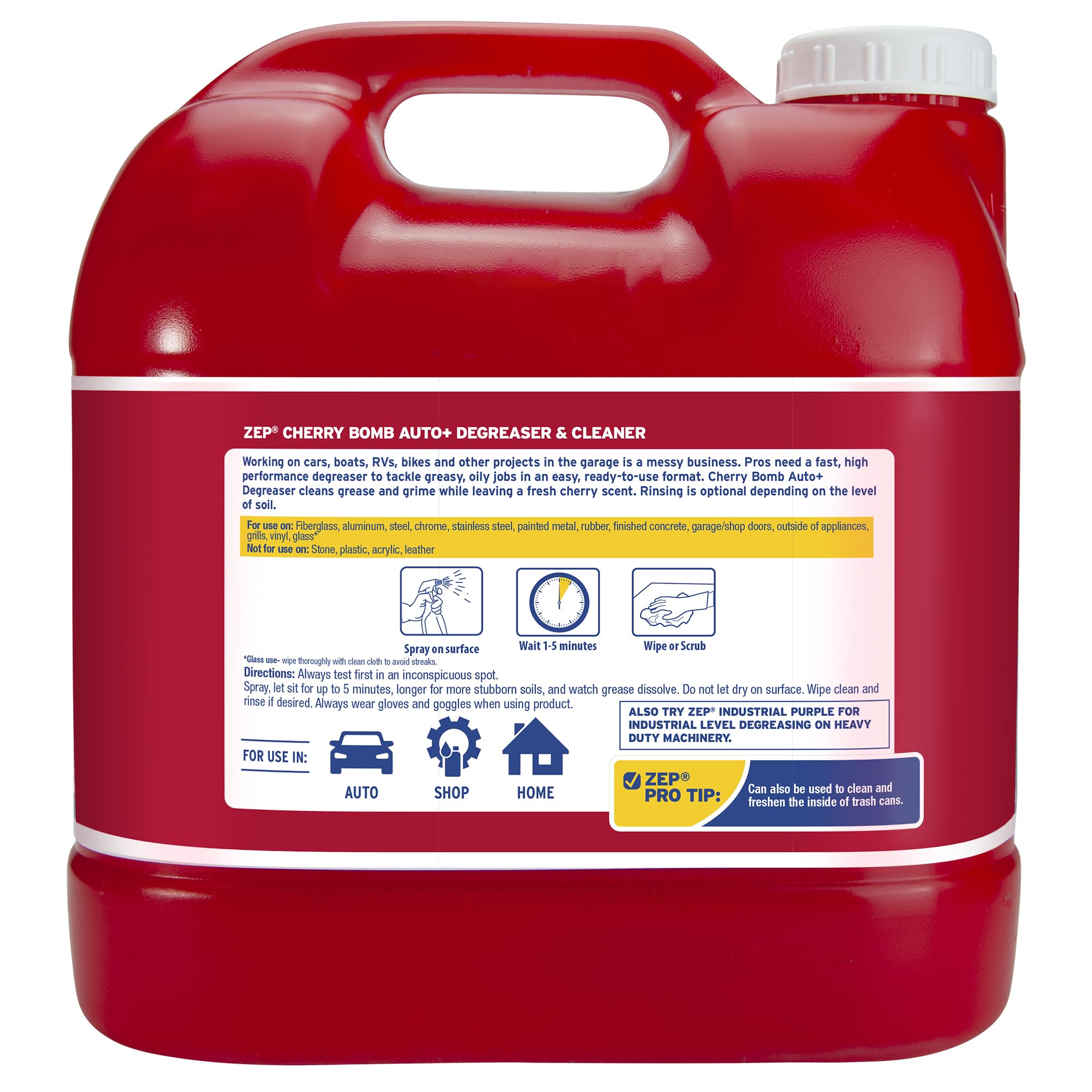 Zep Cherry Bomb Auto+ Degreaser & Cleaner - For Auto, Marine, RV, & Home - 2.5 Gallon