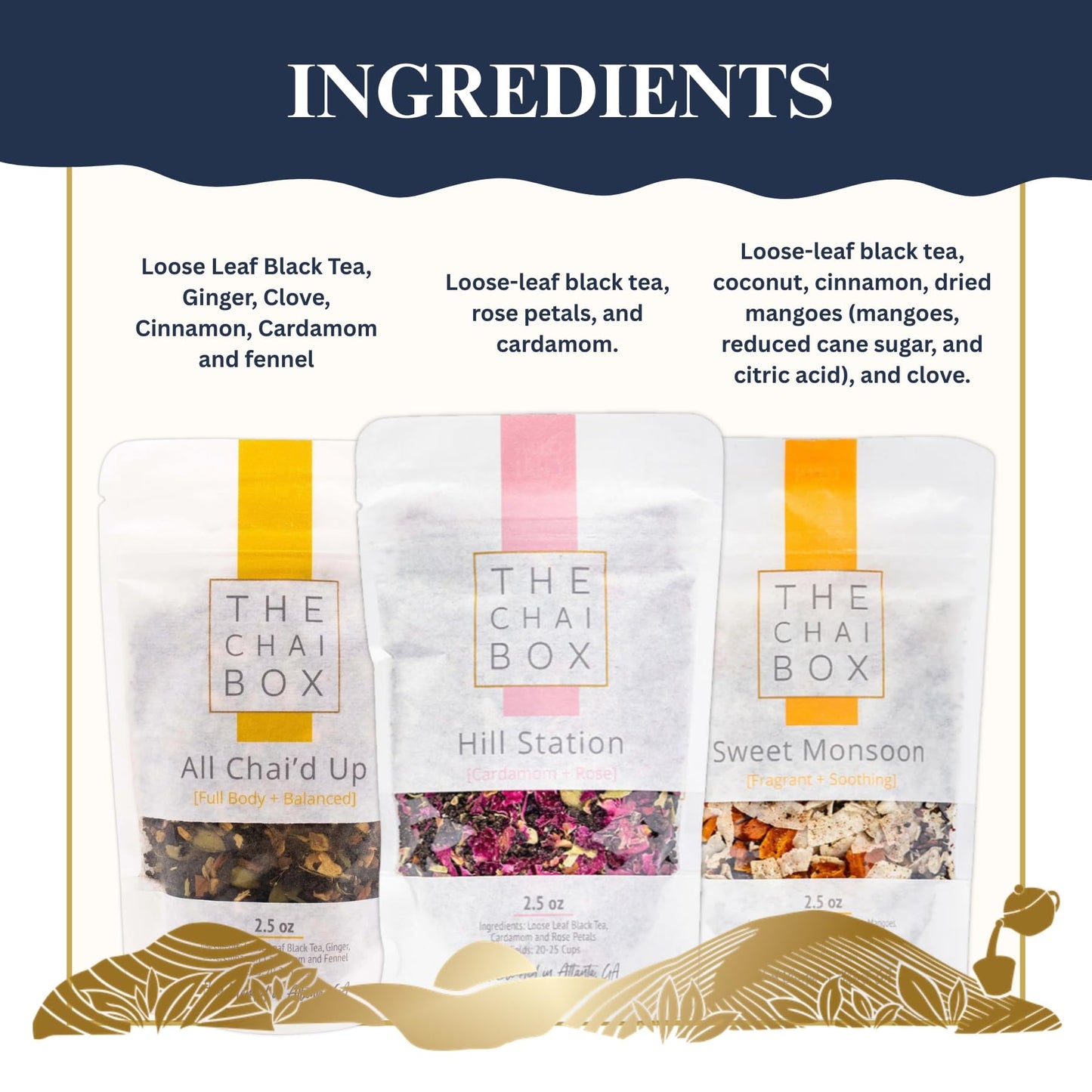 The Chai Box Loose Leaf Tea Gift Set - Featured in Oprah's Favorite Things | 3-Flavor Caffeinated Chai Tea Gift Box with Stainless Steel Steeper (3