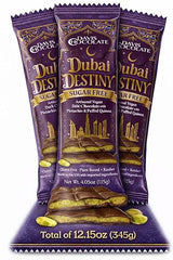 Davis Chocolate Dubai Destiny Sugar Free Vegan Milk Chocolate Bar, Pistachio & Puffed Quinoa, Gluten Free, Kosher, 4.05oz (3 Pack, SF - Milk Vegan)