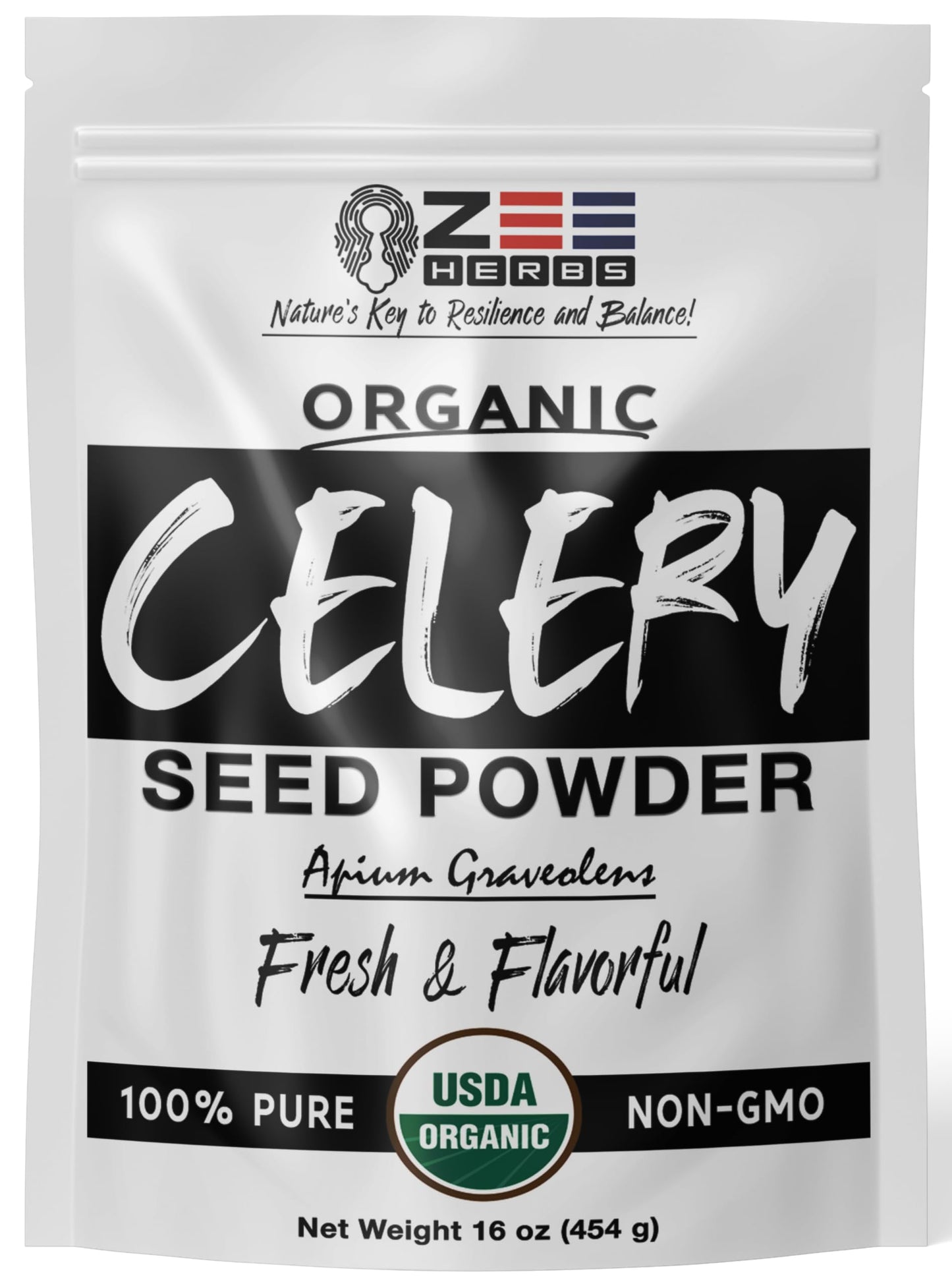 Organic Celery Seed Powder, Apium graveolens Fresh and Flavorful - ZeeHERBS (16 oz)