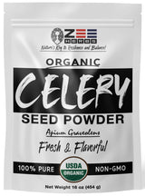 Organic Celery Seed Powder, Apium graveolens Fresh and Flavorful - ZeeHERBS (16 oz)