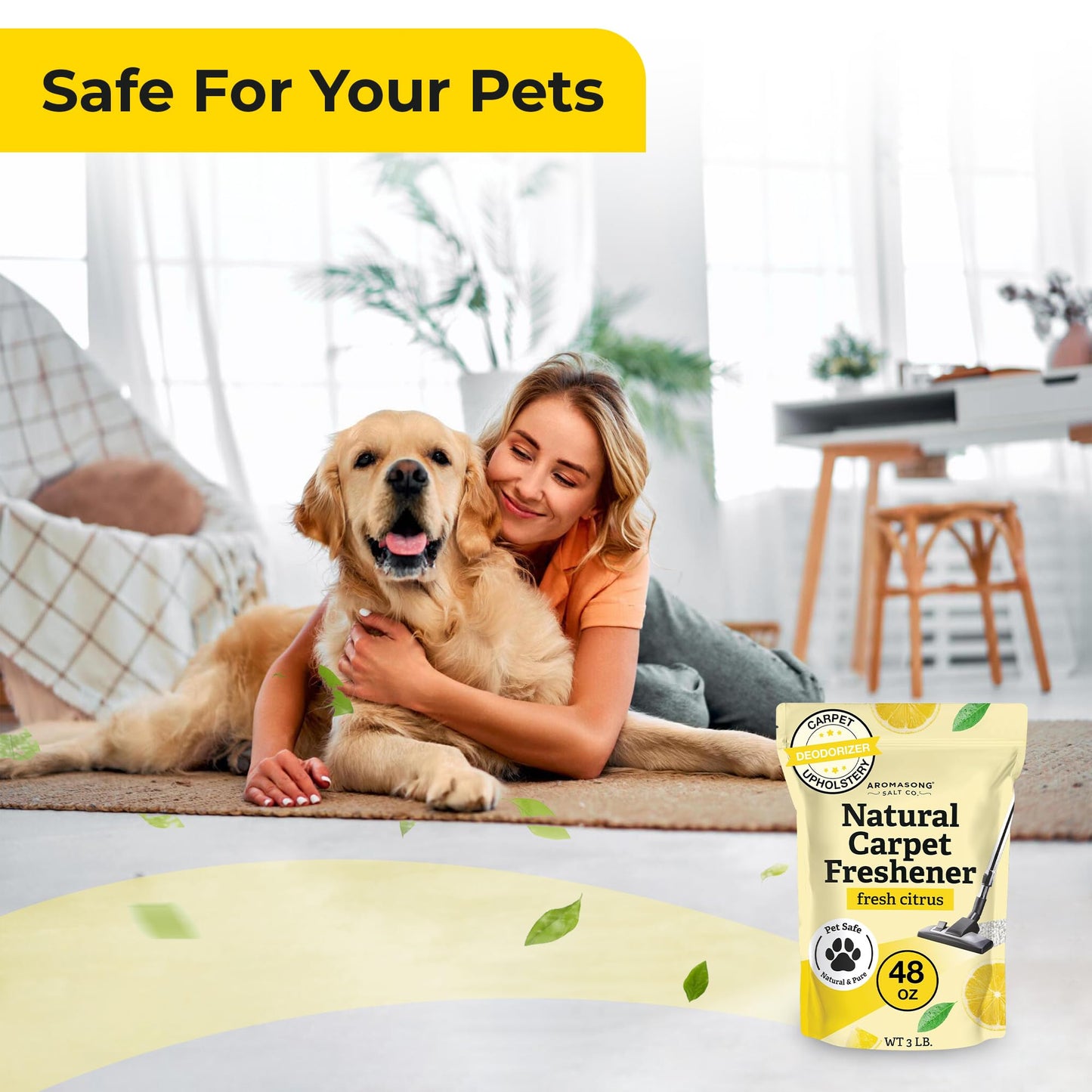 Aromasong Carpet Deodorizer - 100% Natural Carpet Freshener Powder - Safe For Pets - Carpet Powder For Vacuuming - Upholstery Deodorizer - Effective