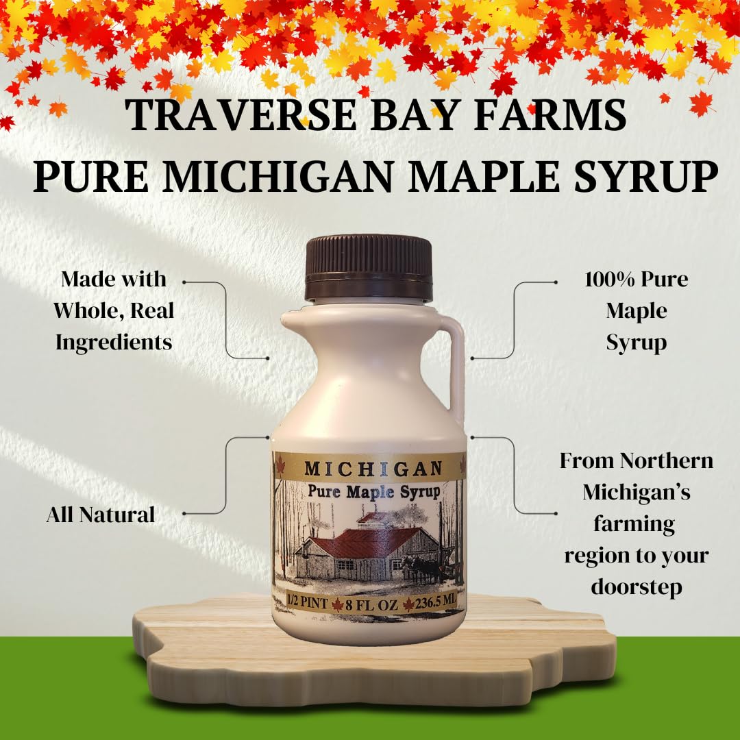 Traverse Bay Farms 100% Pure Maple Syrup - 2 Bottles - Grade A Amber Rich Taste - Small Batch, Gluten-Free, All Natural, Made in Michigan - Value Pack