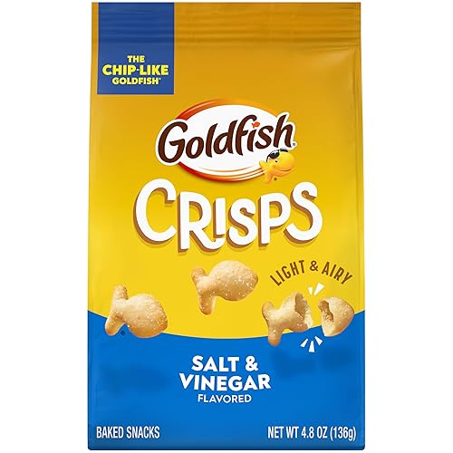 Goldfish Crisps Salt & Vinegar Baked Chip Crackers, 4.8 Oz Bag