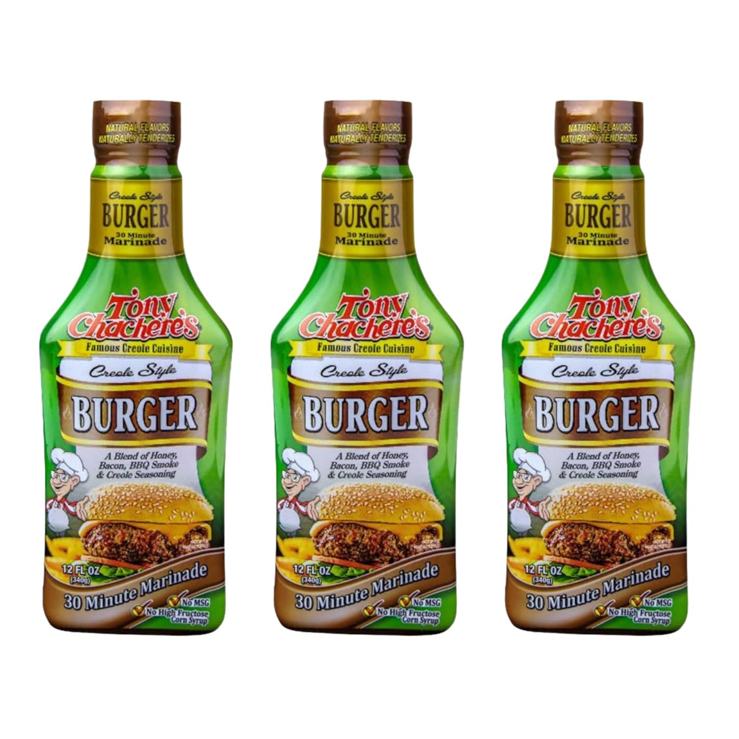 Tony Chachere Pourable Marinades, Burger Marinade, 12 fl oz, 3 Count