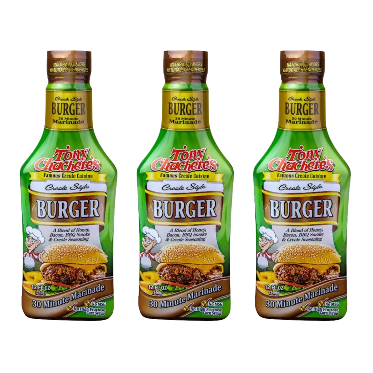 Tony Chachere Pourable Marinades, Burger Marinade, 12 fl oz, 3 Count