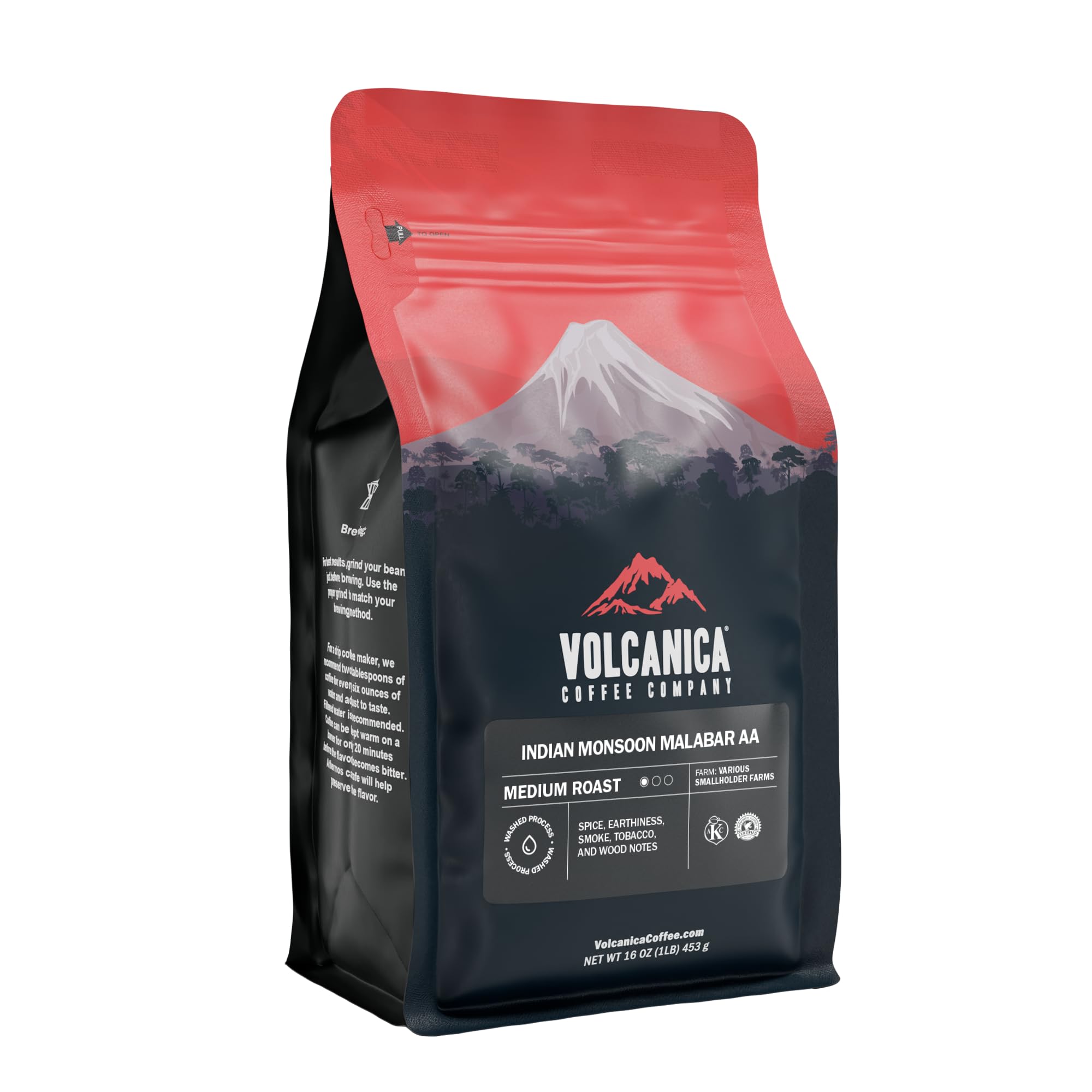 Indian Coffee - Monsoon Malabar AA, Whole Bean, Fresh Roasted, 16-ounce