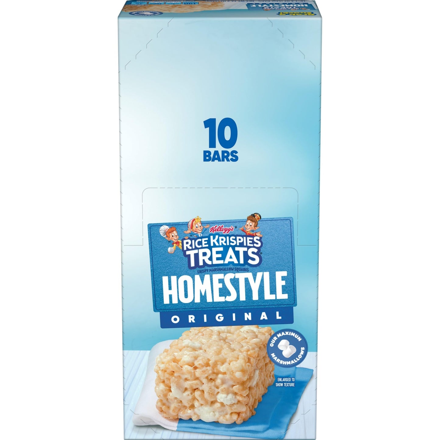 Rice Krispies Treats Homestyle Crispy Marshmallow Squares, Kids Snacks, Lunch Snacks, Original, 16.2oz Box (10 Bars)