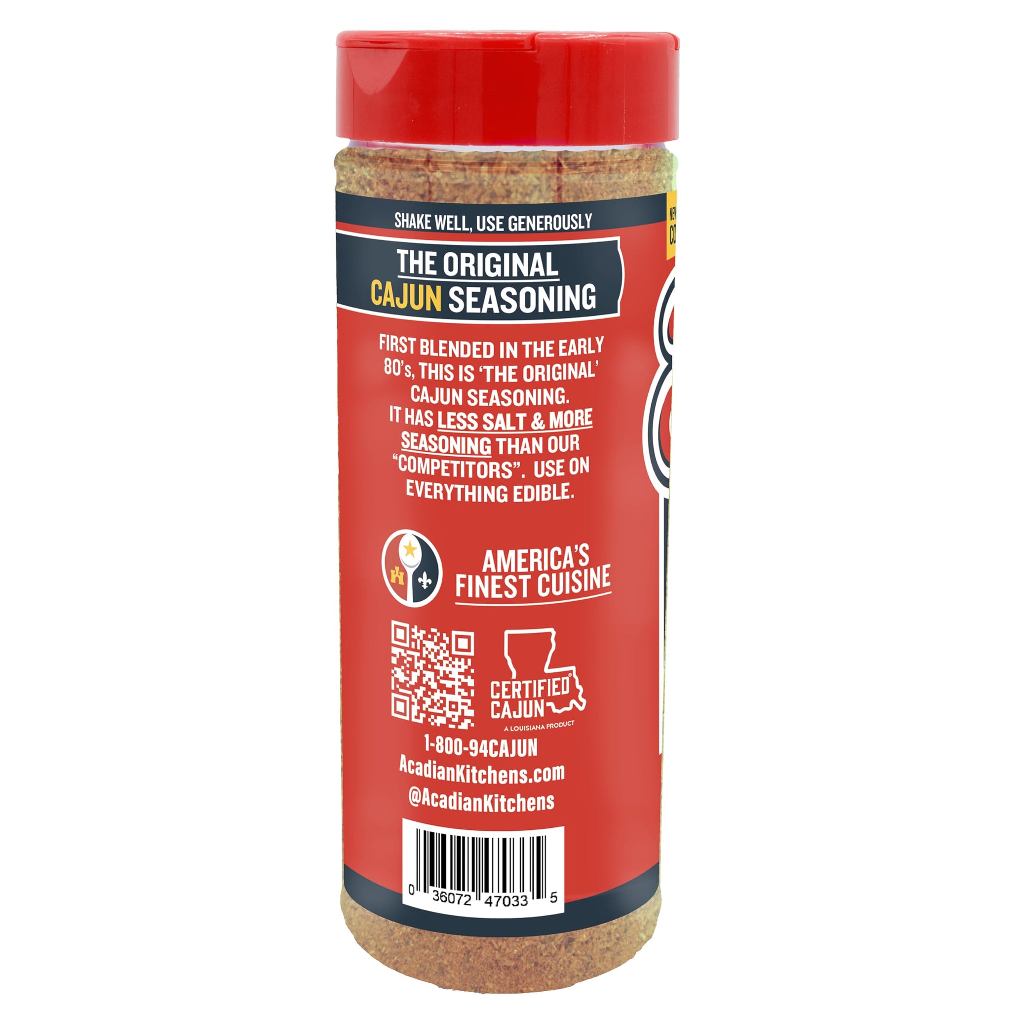 Original Cajun Seasoning - 16 oz Jar, Low Sodium, No MSG, All Natural - Authentic Louisiana Spice for Grilling and Cooking Fish, Chicken, Steak, Soup