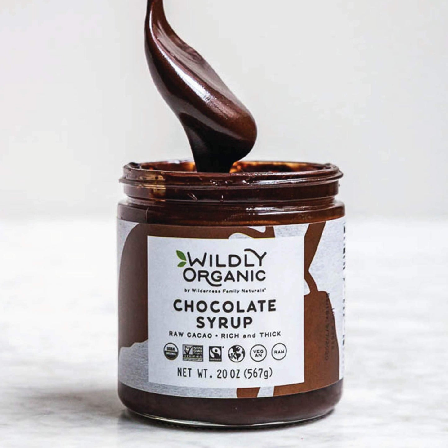 Wildly Organic Chocolate Syrup 20 Oz - Organic, Dairy-Free, Fair Trade, Non-GMO, Kosher, Vegan, Premium Rich Chocolate Flavor - Perfect for Ice Cream
