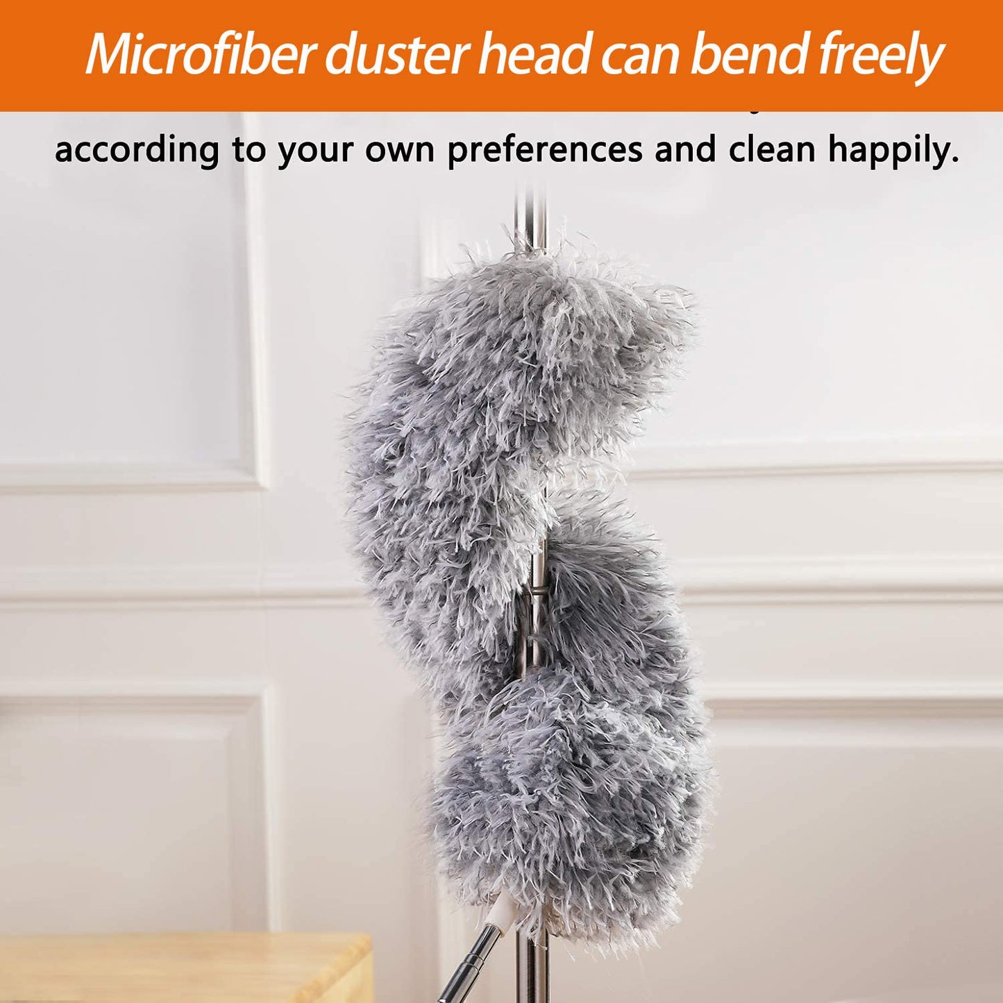 Dusters for Cleaning High Ceiling Fan, Newliton Microfiber Feather Duster with 30'' to 100'' Telescoping Extension Pole, Long Extendable Duster