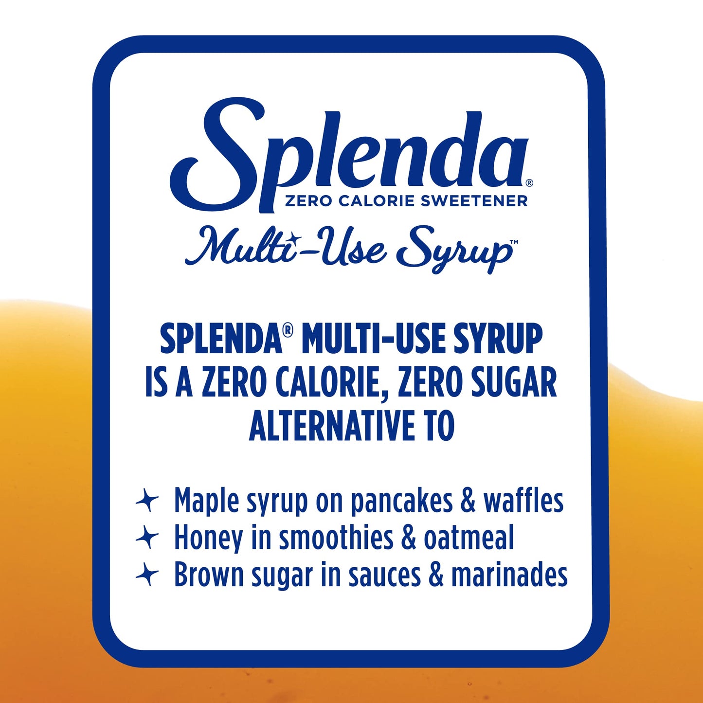 Splenda Multi-Use Allulose Syrup, Zero Calorie, Sugar Free Substitute for Maple Syrup, Honey, Agave and Brown Sugar, 8oz Bottle