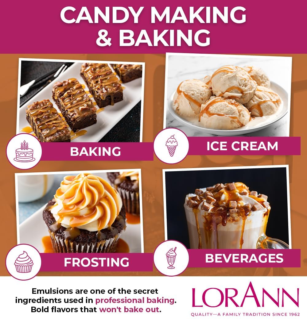 Lorann Oils Caramel Bakery Emulsion: Rich Flavor, Perfect for Boosting Sweet Caramel Notes in Cakes, Cookies & Desserts, Gluten-Free, Keto-Friendly