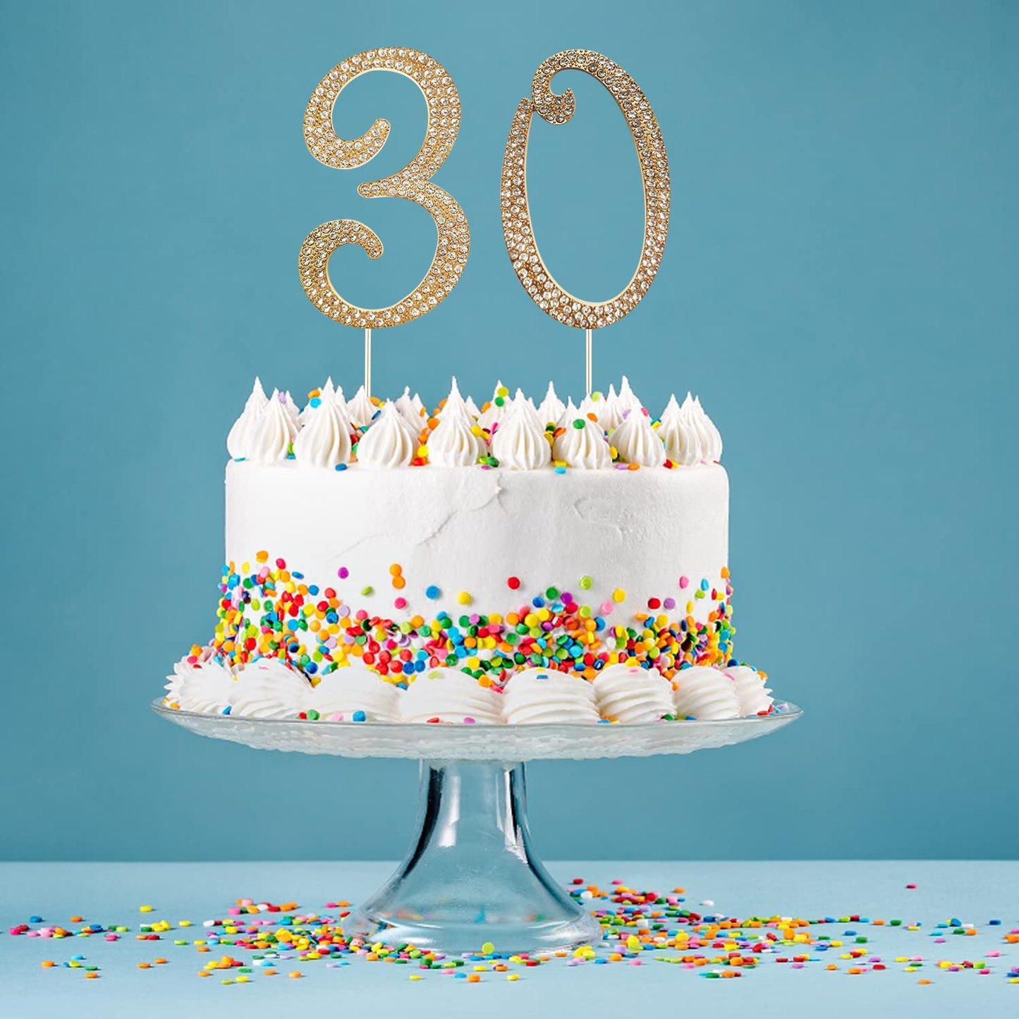 Large Number 6 Birthday Cake Topper, Gold Bling Rhinestone Happy 6th Birthday Cake Topper, No 1 10 16 18 21 30 40 50 60 70 80 Cake Toppers