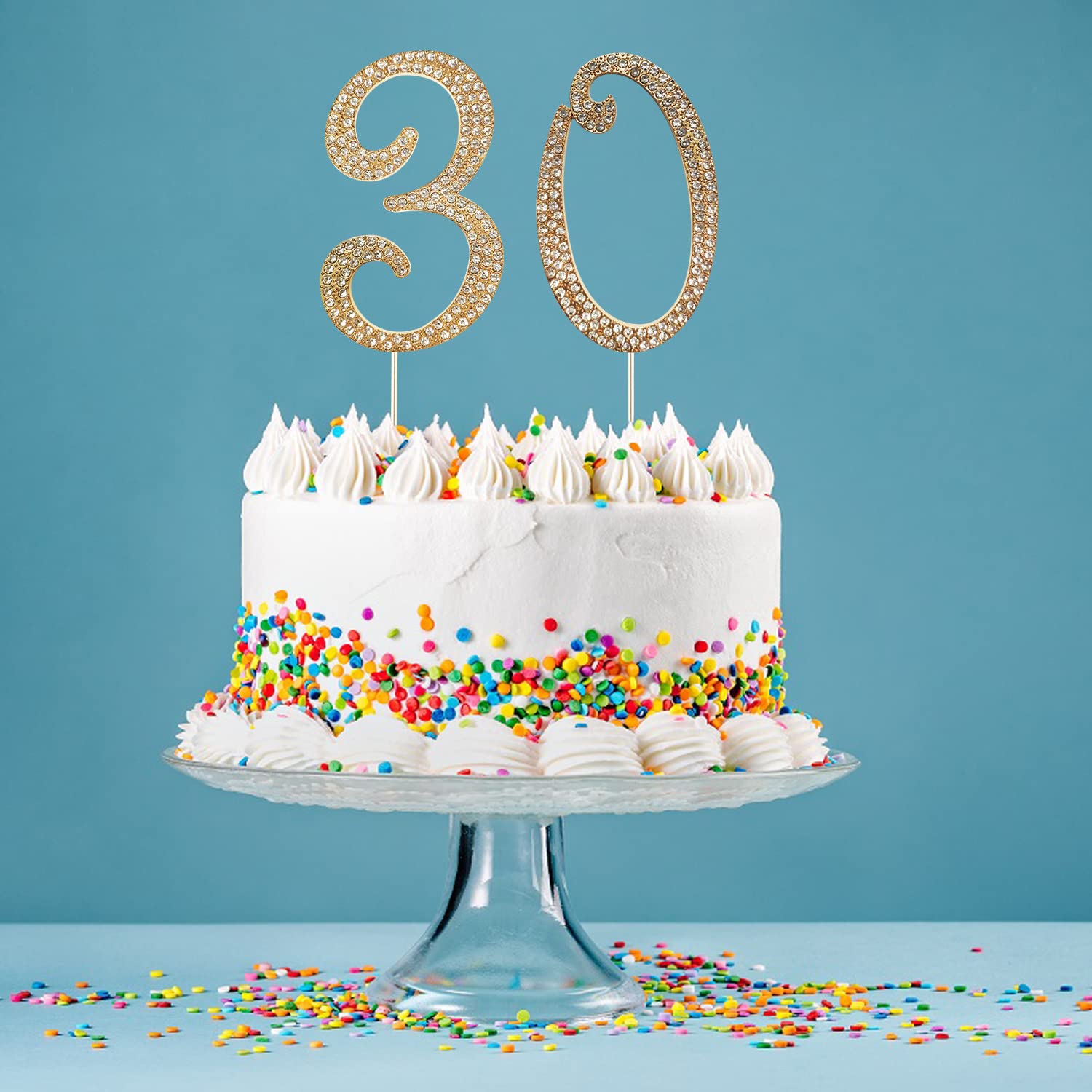 Large Number 6 Birthday Cake Topper, Gold Bling Rhinestone Happy 6th Birthday Cake Topper, No 1 10 16 18 21 30 40 50 60 70 80 Cake Toppers