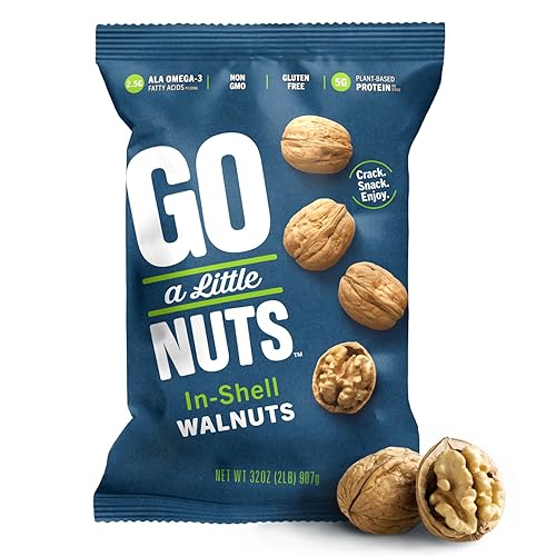 Go a Little Nuts California In-Shell Walnuts, 2 lb. Bag, Farm Fresh, Non-GMO, Kosher, Heart-Healthy Omega-3, High Protein, Vegan Snack