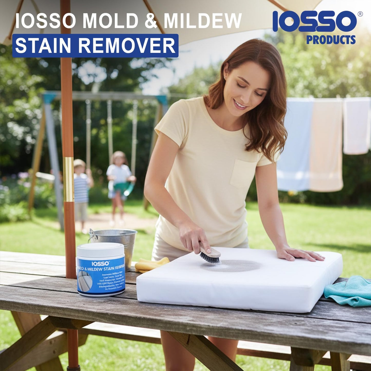 Iosso Mold & Mildew Stain Remover - Color Safe for Awnings, Tents & Boats - Concentrated Formula Makes 3 Gallons - Biodegradable, Non-Chlorine Fabric