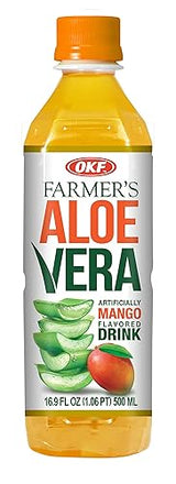 OKF Farmer's Aloe Vera Drink, Mango, 16.9 Fluid Ounce (Pack of 12)