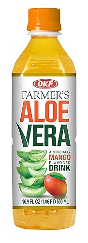 OKF Farmer's Aloe Vera Drink, Mango, 16.9 Fluid Ounce (Pack of 12)