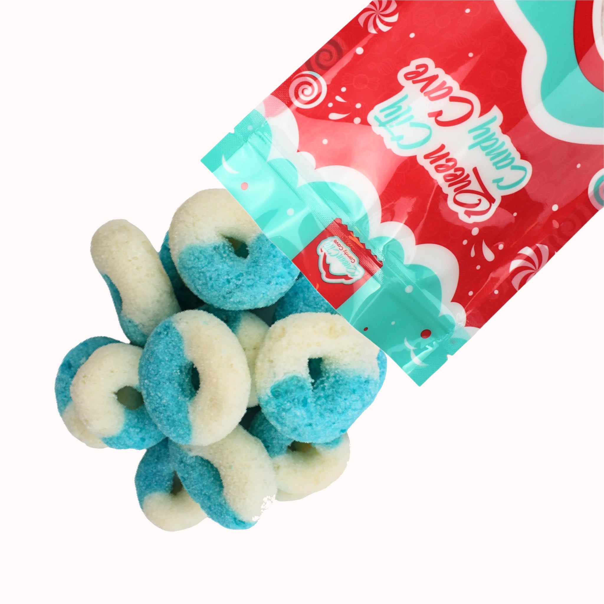 Freeze Dried Candy Gummy Rings - Blue Raspberry Candy Rings - by Queen City Candy Cave (3 Oz)