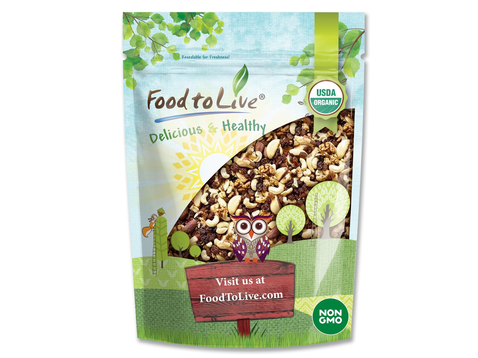 Food to Live Organic Energy Trail Mix, 8 Ounces - Non-GMO and Raw Nuts and Berries including Cashews, Golden Berries, Raisins, Walnuts, and Brazil